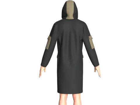 Men Long Jacket - Pocket Printed 3D Model