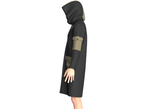 Men Long Jacket - Pocket Printed 3D Model