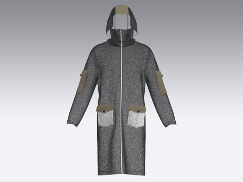 Veste Longue Homme - Poche Imprimée Modèle 3D