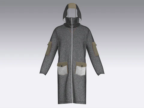 Men Long Jacket - Pocket Printed 3D Model