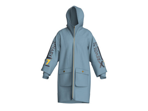 Мужская куртка оверсайз с капюшоном и принтом 3D Модель