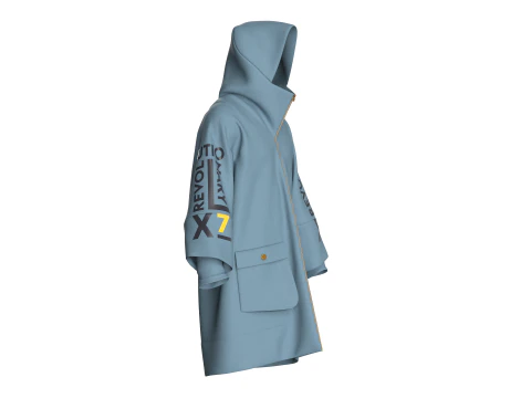 Men Oversized Printed Hooded Jacket 3D Model