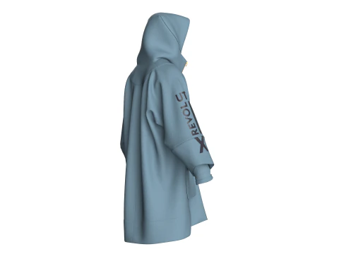 Men Oversized Printed Hooded Jacket 3D Model