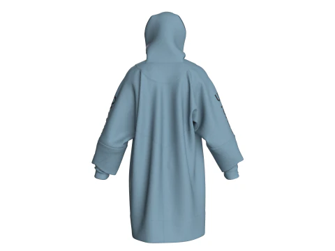 Men Oversized Printed Hooded Jacket 3D Model