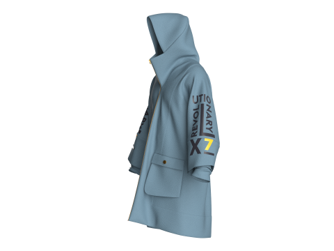 Мужская куртка оверсайз с капюшоном и принтом 3D Модель