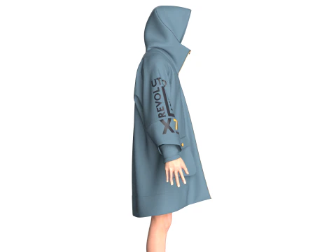 Men Oversized Printed Hooded Jacket 3D Model