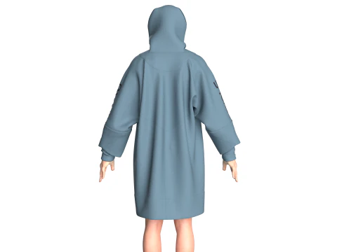 Men Oversized Printed Hooded Jacket 3D Model