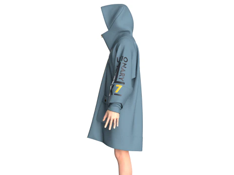 Men Oversized Printed Hooded Jacket 3D Model