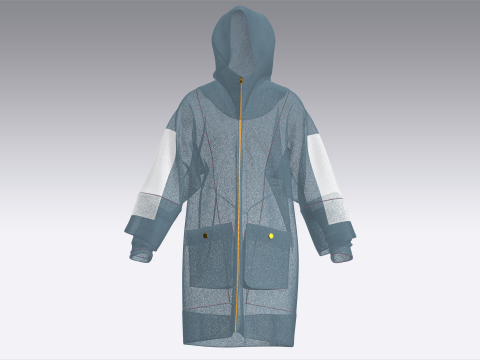 Мужская куртка оверсайз с капюшоном и принтом 3D Модель