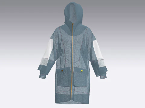 Men Oversized Printed Hooded Jacket 3D Model