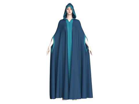 Cape-jurk met capuchon voor meisjes 3D Model