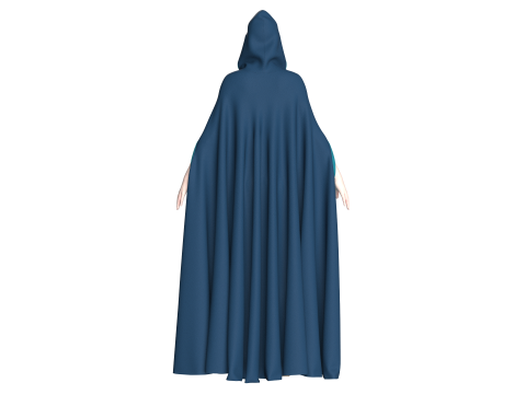 Платье-накидка с капюшоном для девочек 3D Модель