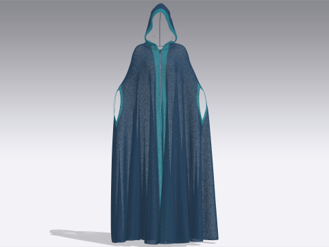 Платье-накидка с капюшоном для девочек 3D Модель