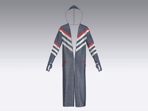 Men Hooded Raincoat Leather Jacket 3D Model