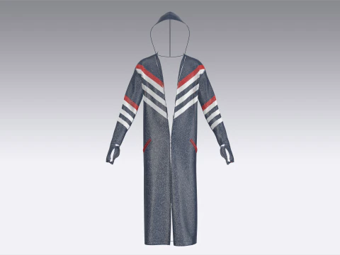 Men Hooded Raincoat Leather Jacket 3D Model