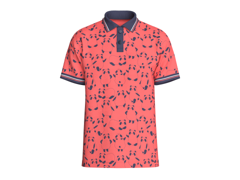 男士熊猫印花 Polo 衫 3D 模型