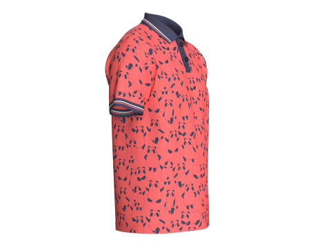 メンズパンダプリントポロシャツ 3Dモデル