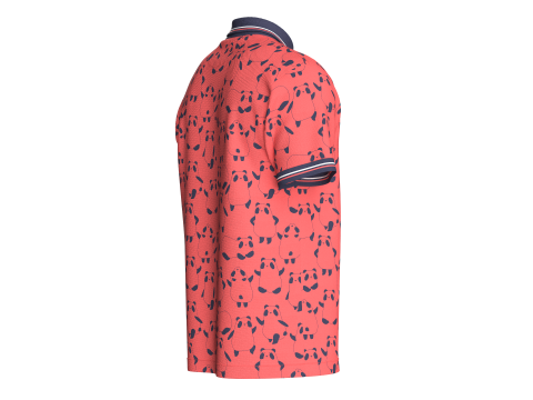 メンズパンダプリントポロシャツ 3Dモデル