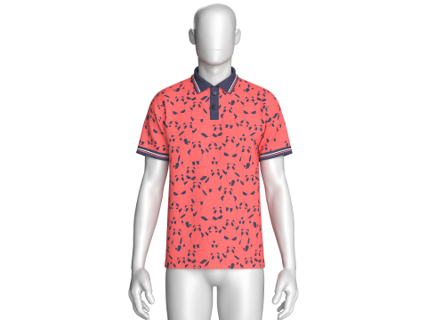 メンズパンダプリントポロシャツ 3Dモデル
