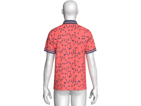 メンズパンダプリントポロシャツ 3Dモデル