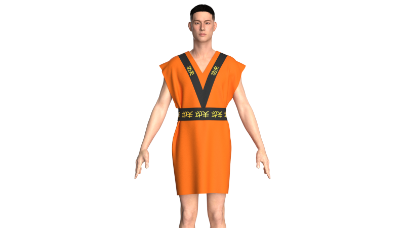 Men kung Fu Dress 3D Model .c4d .max .obj .3ds .fbx .stl .blend