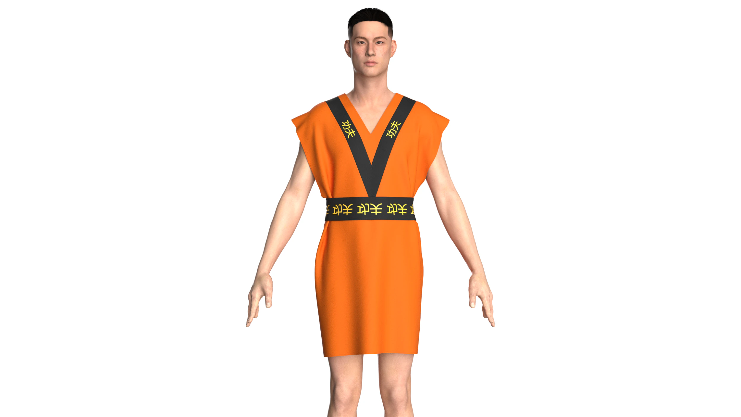 Men kung Fu Dress 3D Model .c4d .max .obj .3ds .fbx .stl .blend 