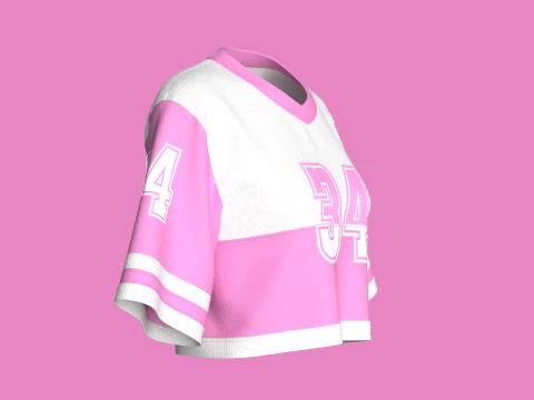 Girls Basketball Crop Tshirt - Mesh 3D Model