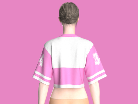 Dziewczęca krótka koszulka do koszykówki – siateczka Model 3D