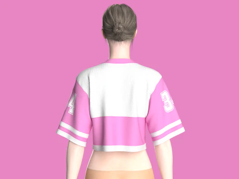 Girls Basketball Crop Tshirt - Mesh 3D Model