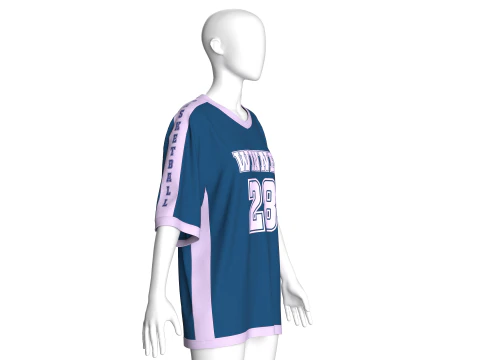 Girls Oversized Basketball Tshirt - Mesh 3D Model