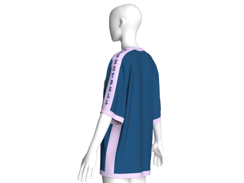 女童超大篮球 T 恤 - 网布 3D 模型