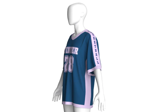 Girls Oversized Basketball Tshirt - Mesh 3D Model
