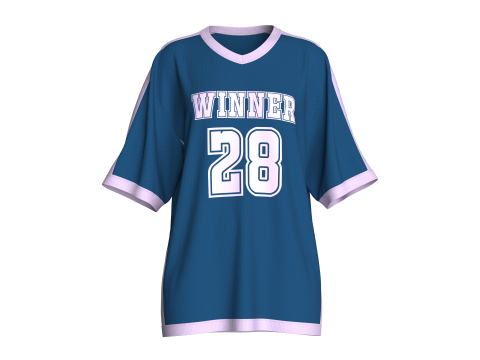 女童超大篮球 T 恤 - 网布 3D 模型