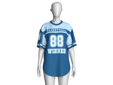 Girls Oversized Basketball T-Shirt-MeshV2 3D Model