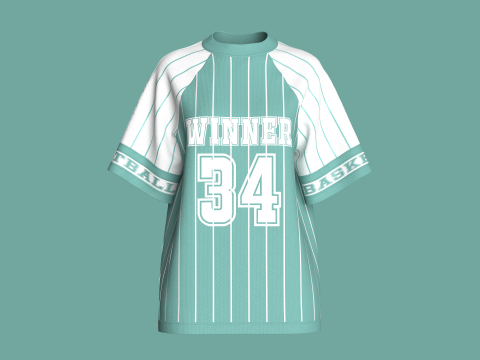 Велика баскетбольна футболка з сіткою реглан для дівчаток 3D Модель