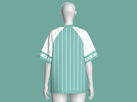 Girls Raglan Oversized Basketball T-Shirt-Mesh 3D Model