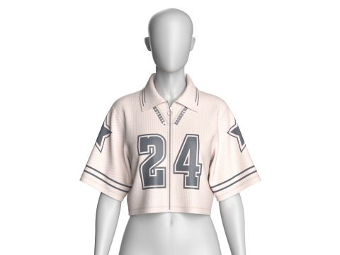 Polo da basket per ragazze con cerniera - Maglia Modello 3D