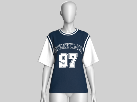 Баскетбольна синьо-біла сорочка для дівчат 3D Модель
