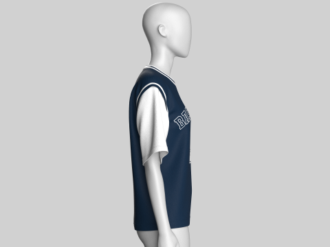 Баскетбольна синьо-біла сорочка для дівчат 3D Модель