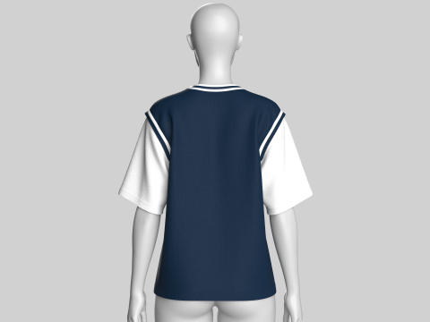 Баскетбольна синьо-біла сорочка для дівчат 3D Модель