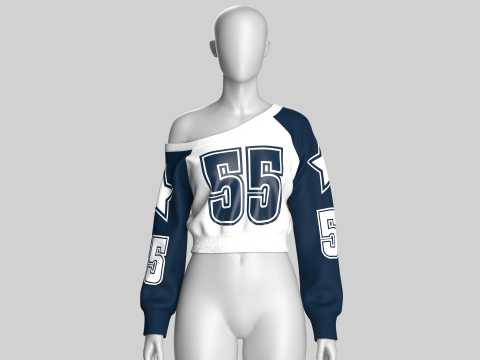 Sudadera de cuello largo de baloncesto para niña Modelo 3D