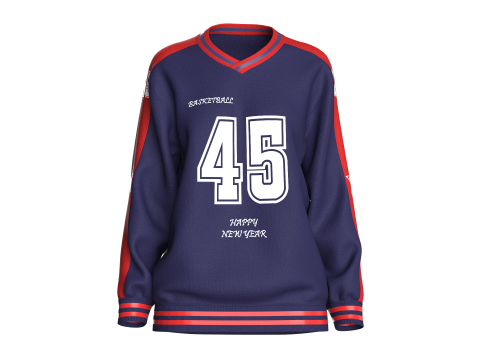 Girls Oversized Basketball Tshirt - Happy New Year 3D Model