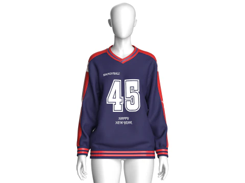 Girls Oversized Basketball Tshirt - Happy New Year 3D Model