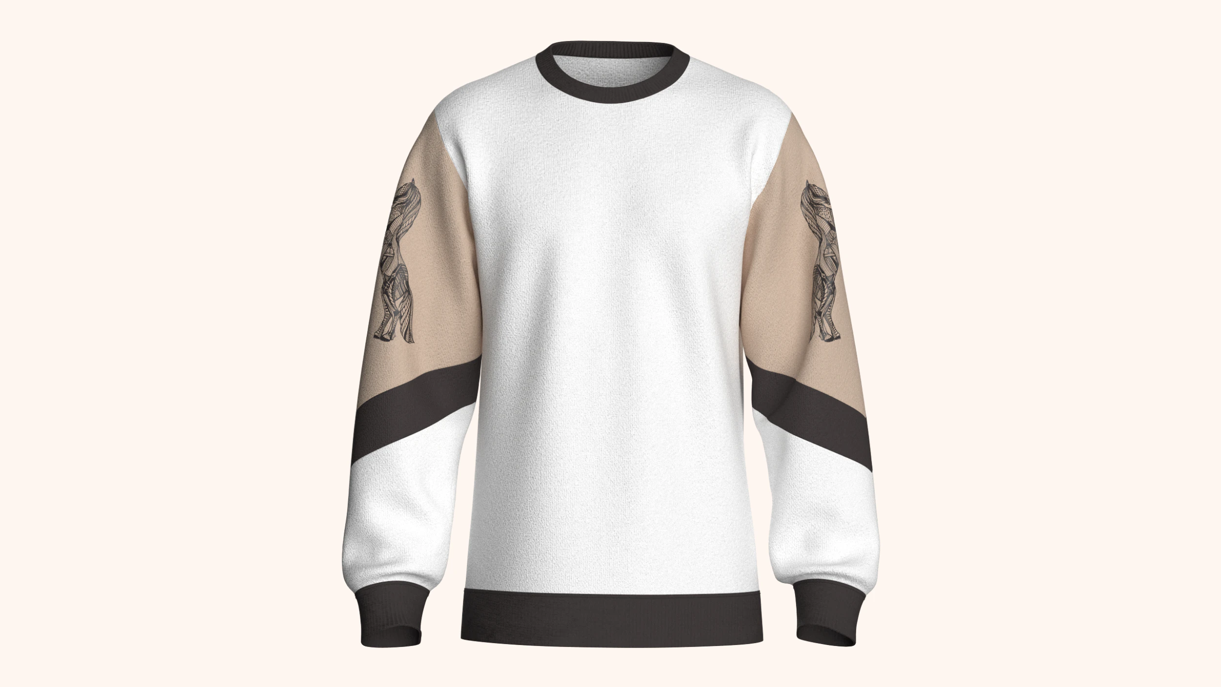 Men 3 Ton Printed Sleeve Sweatshirt 3D Model .c4d .max .obj .3ds .fbx .stl .blend