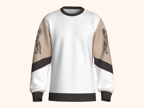 Sweat-shirt à manches imprimées 3 tonnes pour hommes Modèle 3D