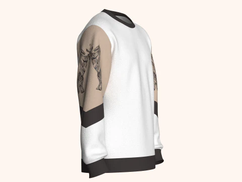 Men 3 Ton Printed Sleeve Sweatshirt 3D Model