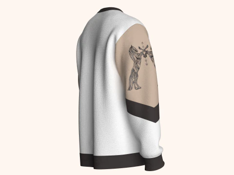 Men 3 Ton Printed Sleeve Sweatshirt 3D Model