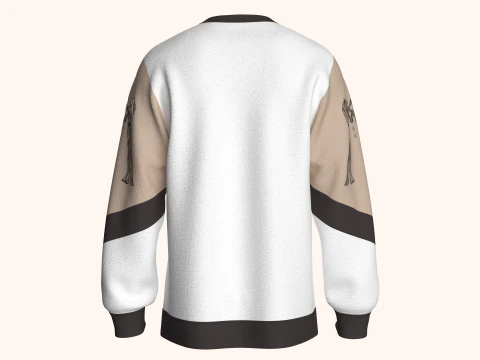 Men 3 Ton Printed Sleeve Sweatshirt 3D Model