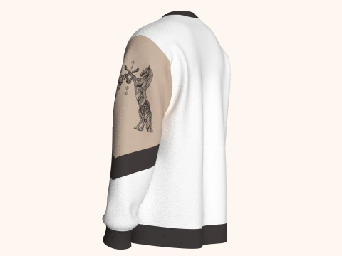 Men 3 Ton Printed Sleeve Sweatshirt 3D Model