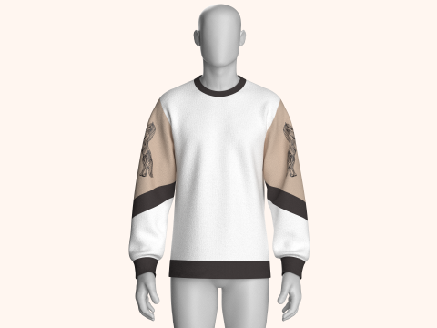 Sudadera de hombres con manga estampada de 3 toneladas Modelo 3D